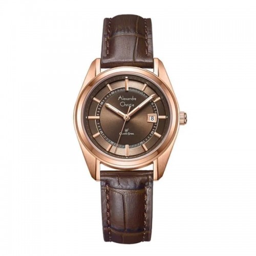 Alexandre Christie AC 8695 Rosegold Brown Leather Lady LDLRGBO